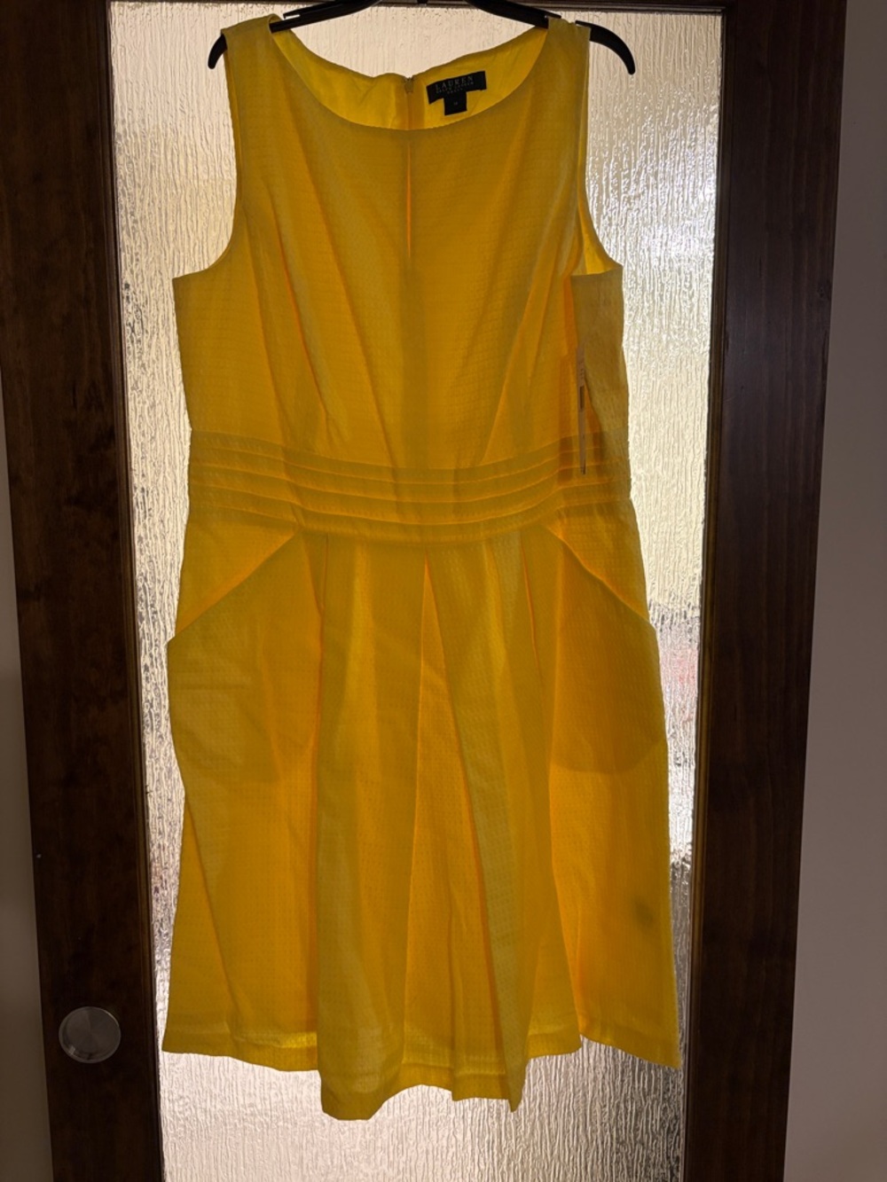 Lauren Ralph Lauren Bright Yellow Sleeveless Fit-and-Flare Dress - Women’s 14